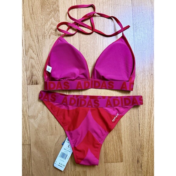 adidas Women's Marimekko Laine Two Piece Bikini Set Swimsuit Real Magenta Sz M/L - Picture 3 of 12